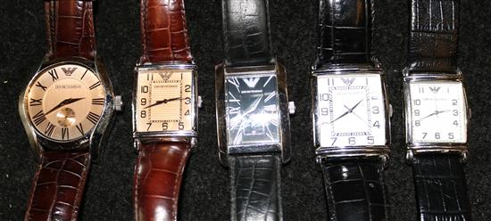 5 Armani wrist watches (working)